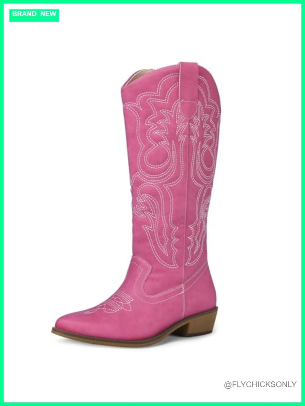 Women's Western Cowboy Boots Mid Calf Pointed Toe Pull On